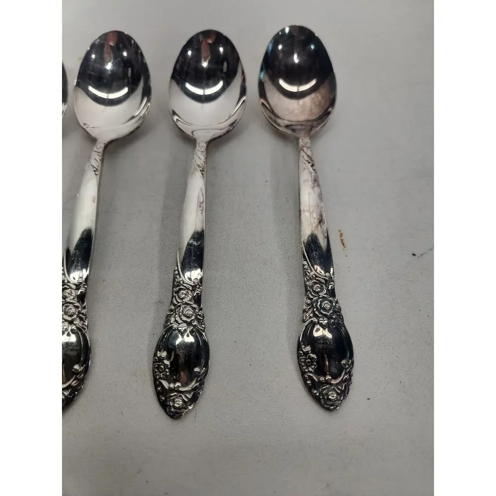 Lot of 7 Oneida J.J. Audrey Stainless Steel Teaspoons Floral Rose Flatware Silve